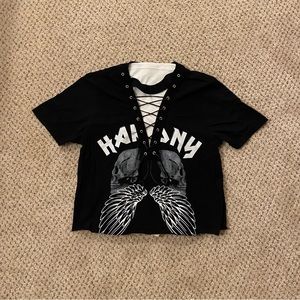 Small cut out Lace Cropped Shirt